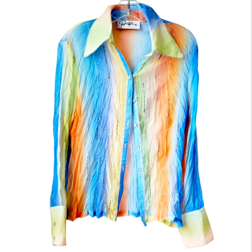 Vintage Parisline Colorful Sheer Blouse